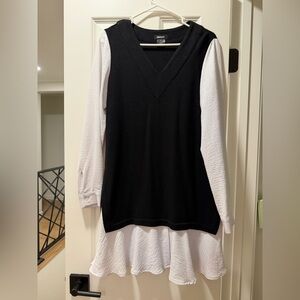 DKNY Black and White Layered Dress